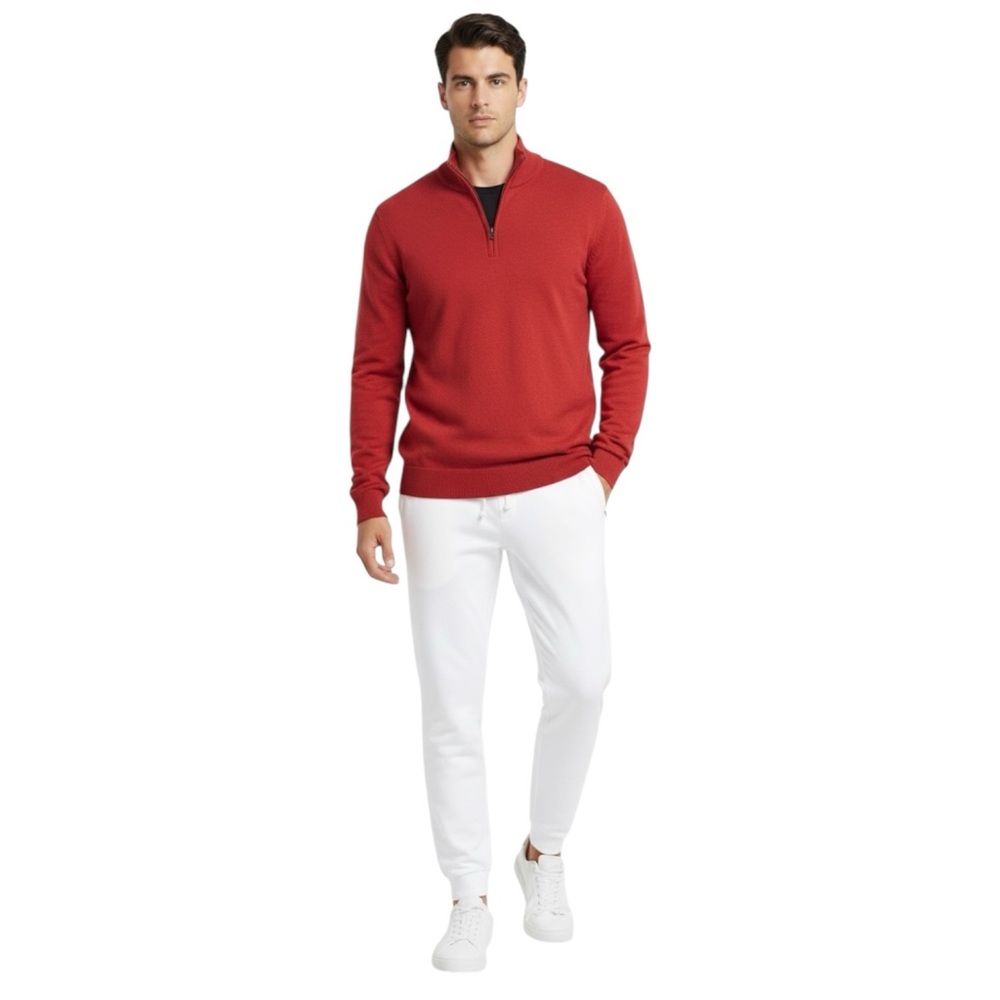 Club room size L full sleeve crew neck with quarter zip
